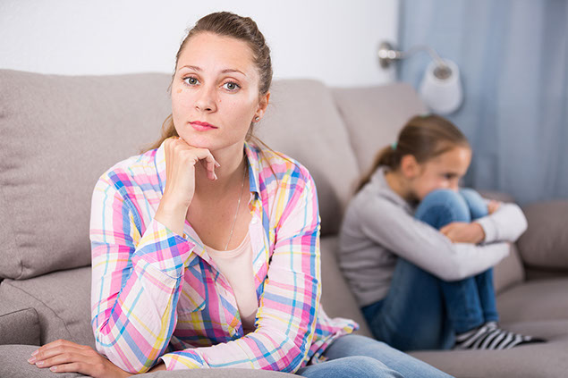 Image of a mother being assertiveness with young child.