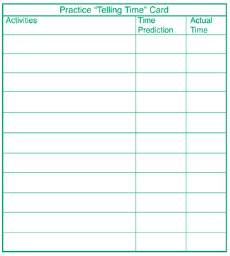 Practice Telling Time Card, chart.