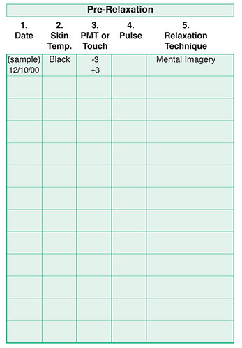 Biofeedback training record chart.