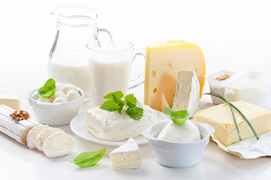 Image of various of different dairy products.