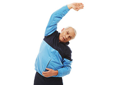 Image of elderly man stretching.