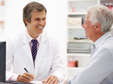 Image of doctor and patient talking.