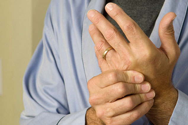 Close up image of hand in pain.