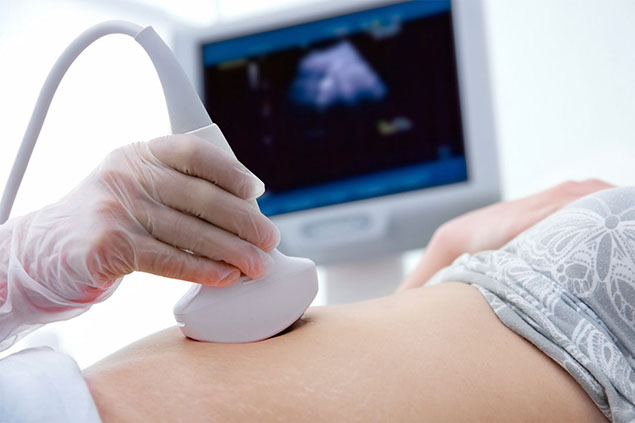 Close up image of women receiving an ultrasound.