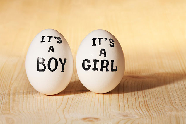 Image of 2 eggs with the words "It's a Boy" and "It's a Girl" written on them.