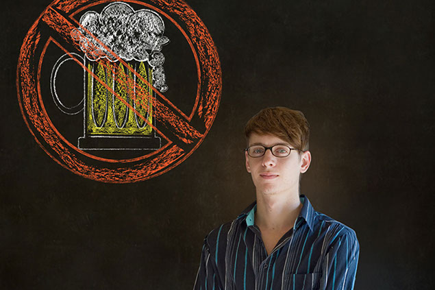 Image of teen with no alcohol illustration in chalk.