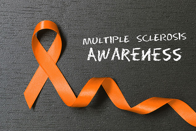 Orange ribbon. Multiple Sclerosis awareness.
