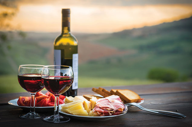 Glass of wine for 2 at dinner.