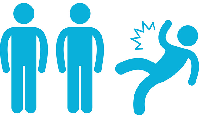 Illustration of 3 people figures with one of them falling.