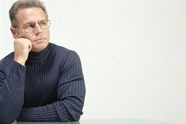 Image of middle-aged man thinking.