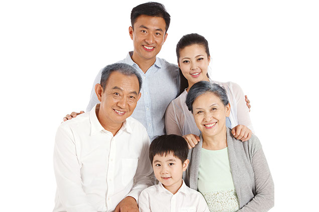 Image of three generational family.