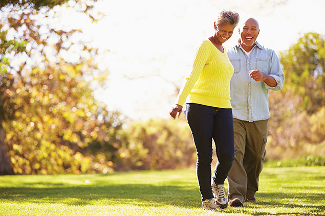 Image of couple walking on a nice day.