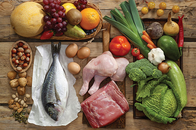Image of items that are apart of a Paleo diet.