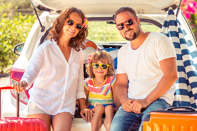 Image of family about to go on a road trip.