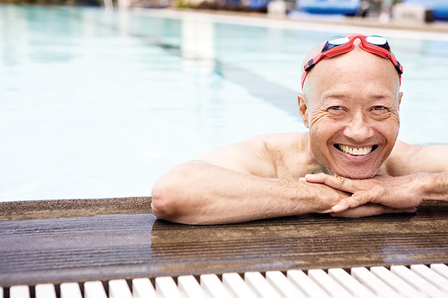 Image of older man in the swimming pool.