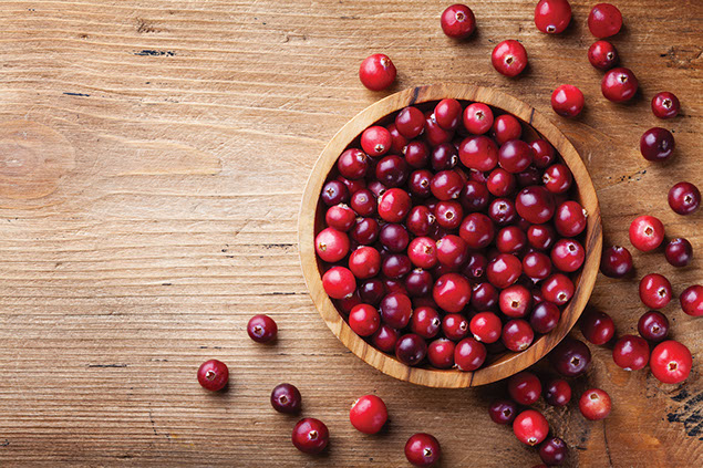 Bowl of cranberries.
