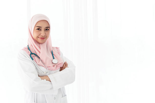 Female doctor smiling.