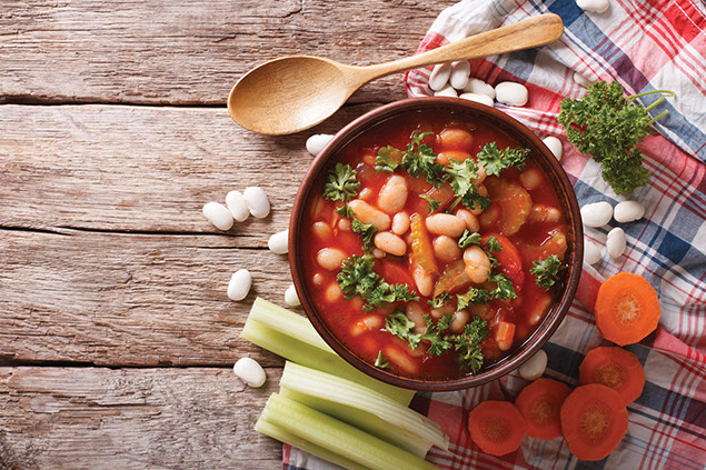 A bowl of soup.