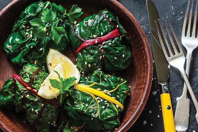 Swiss chard wraps.
