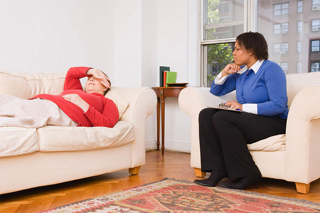 Image of person at a counseling session.