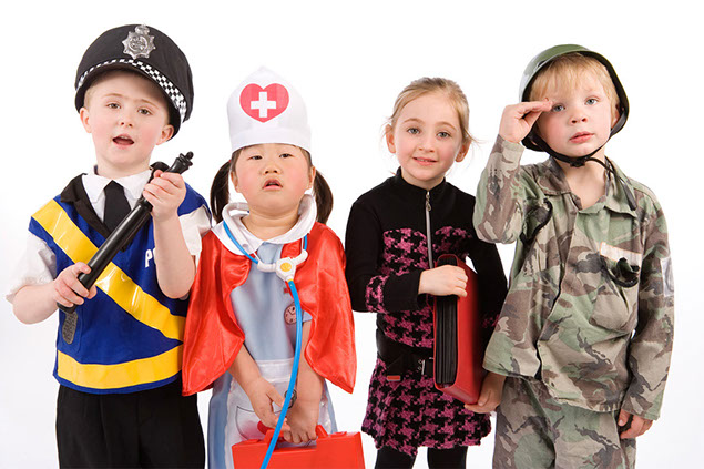 Image of kids dressed up as professionals.