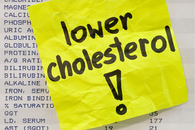 Image of paper with "lower cholesterol" written on it.