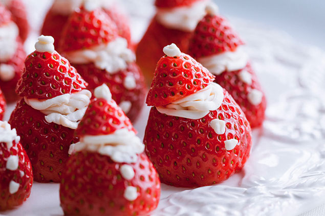 Image of holiday inspired strawberries.