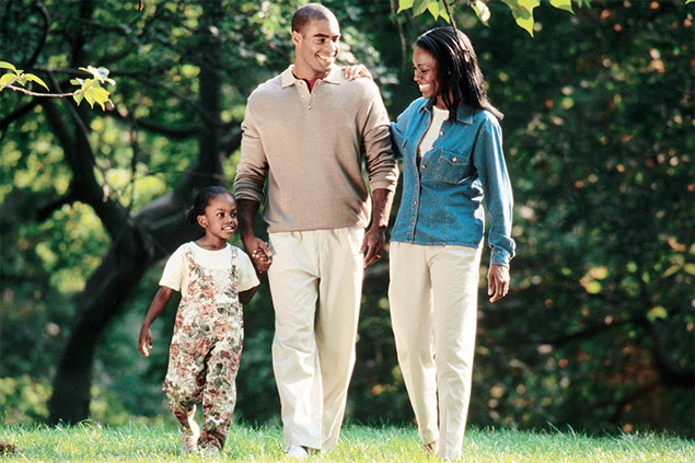 Image of family walking.