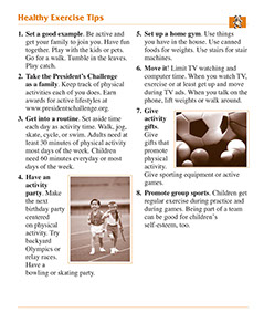 Page image from the Children's Self-Care Book by the American Institute for Preventive Medicine. www.HealthyLife.com. All rights reserved.