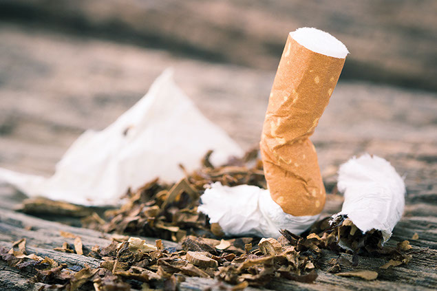 Crushed cigarette.