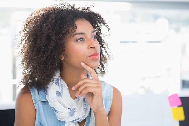 Image of women thinking.